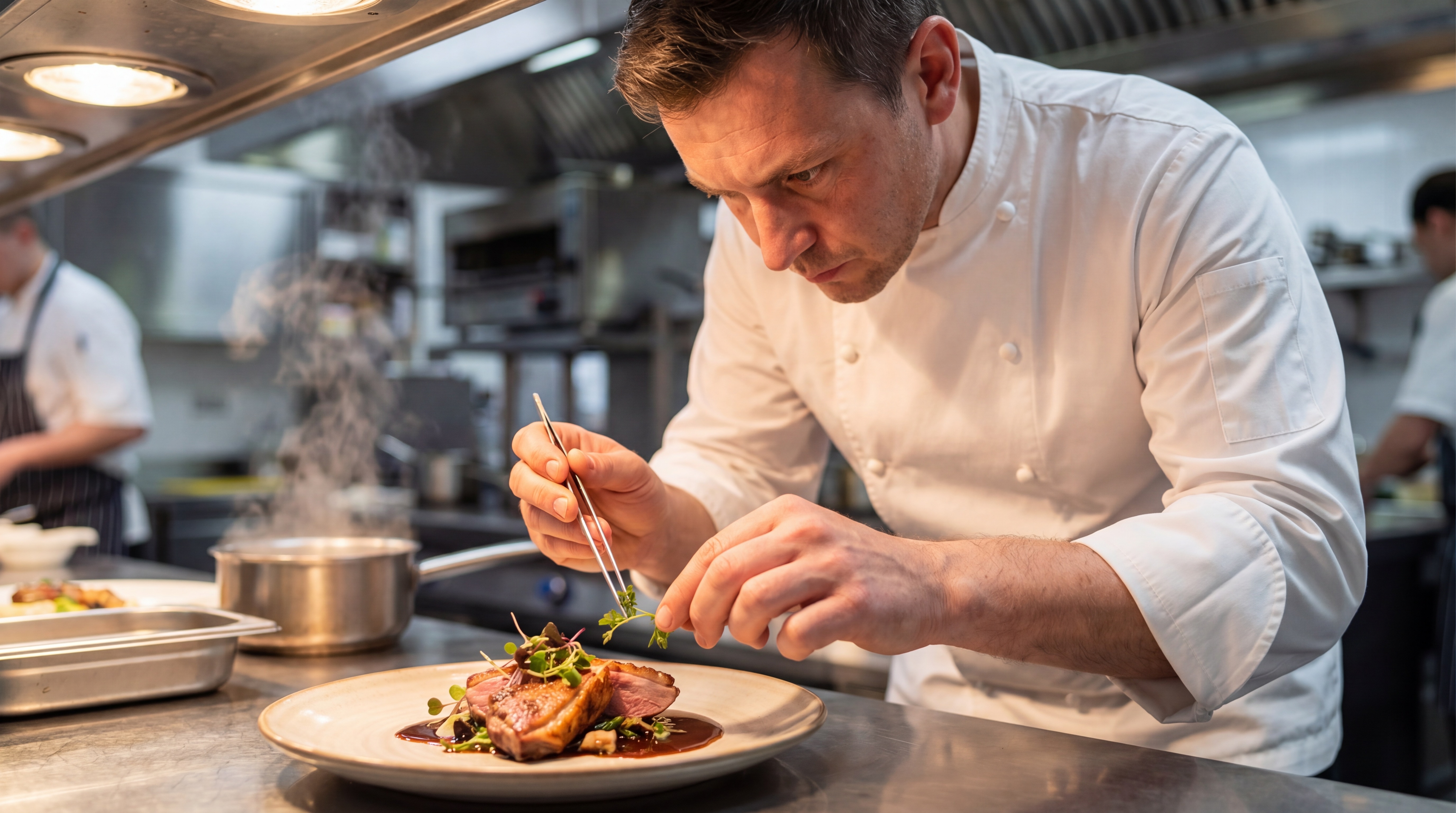 KI-generiertes Bild Gastronomie – professionell angerichtetes Steak-Gericht