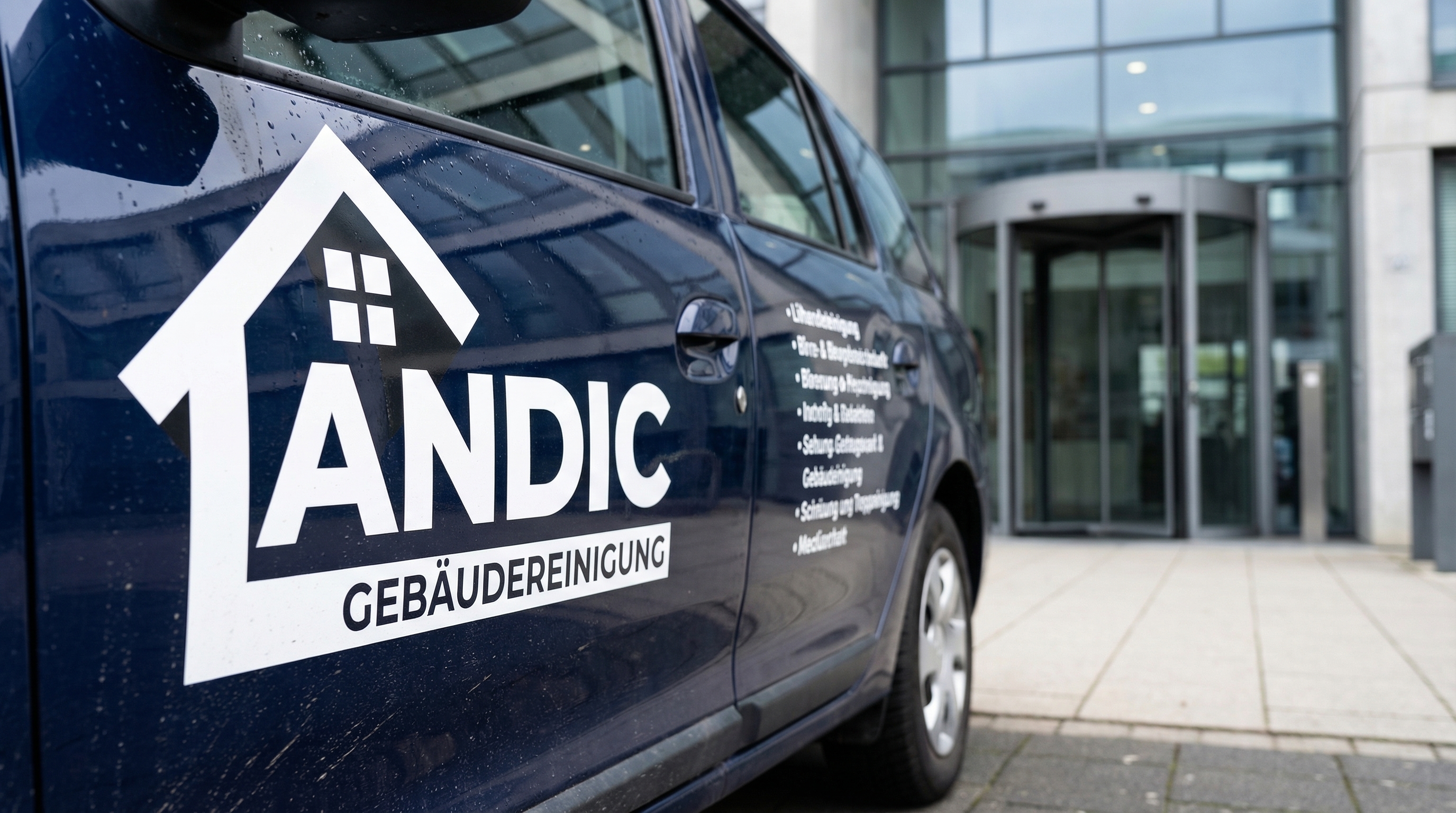 KI-generiertes Bild Dienstleistung – Reinigungswagen mit Nassschild im Bürogebäude