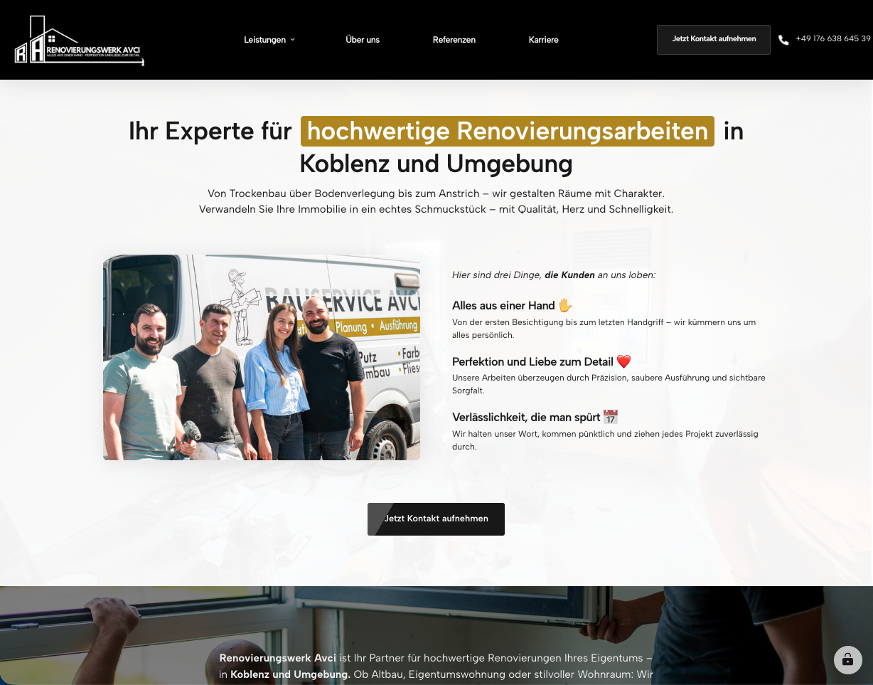 Renovierungswerk Avci Website