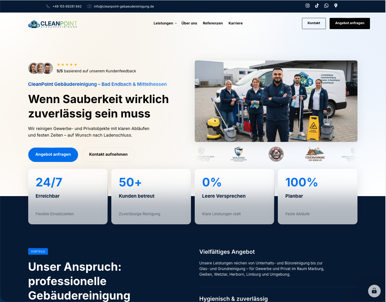 Screenshot: CleanPoint Gebäudereinigung