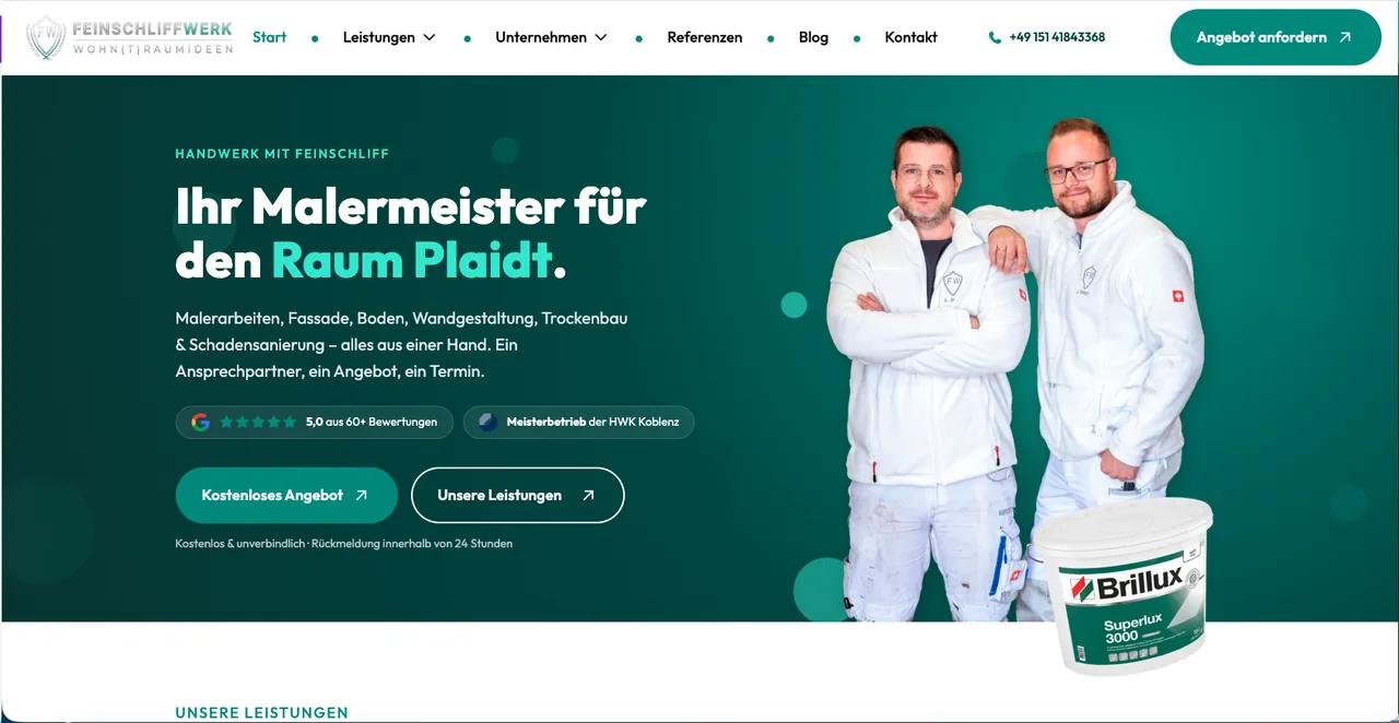 Screenshot: Feinschliffwerk Malermeister Website