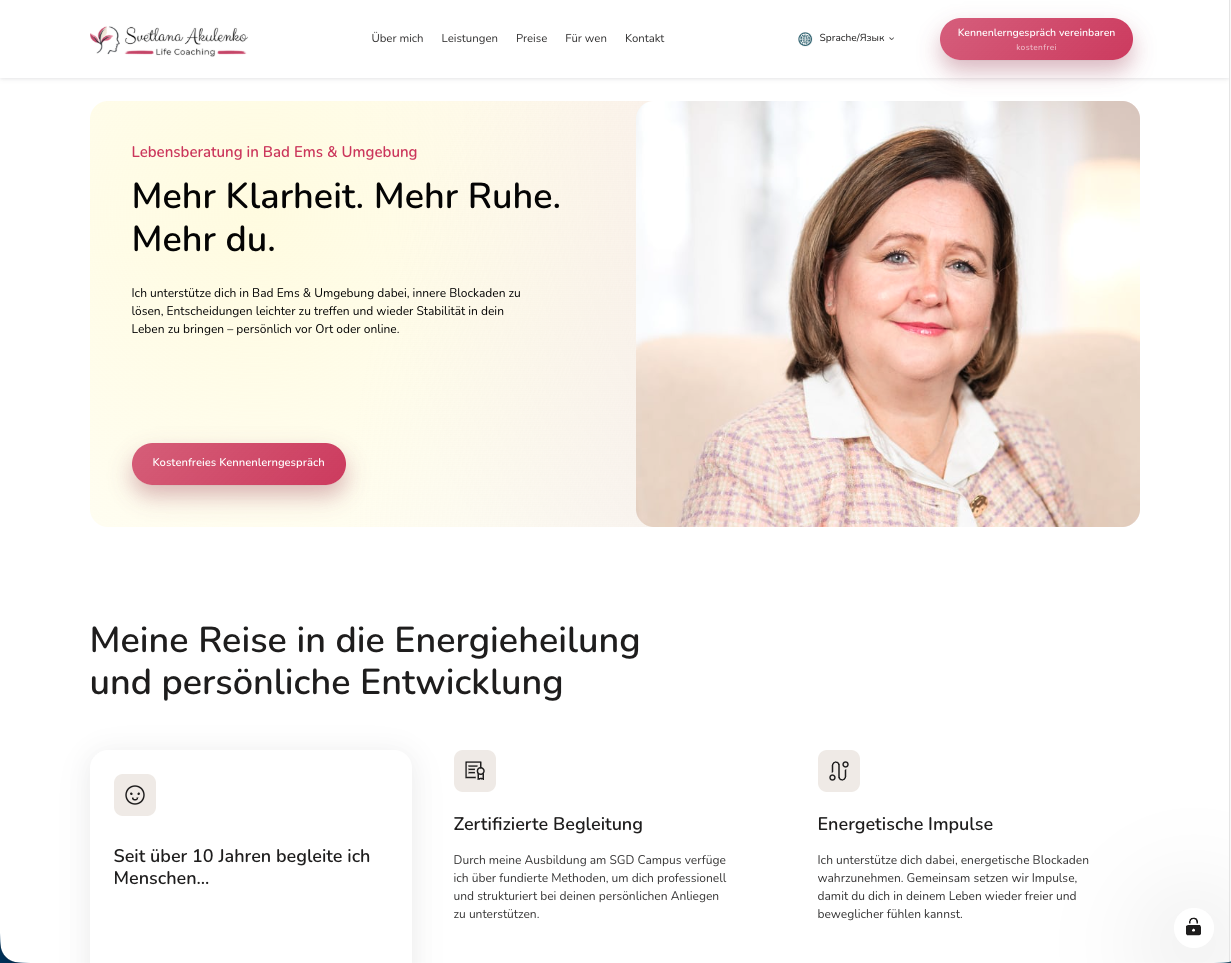 Screenshot: Svetlana Akulenko Psychologische Beratung